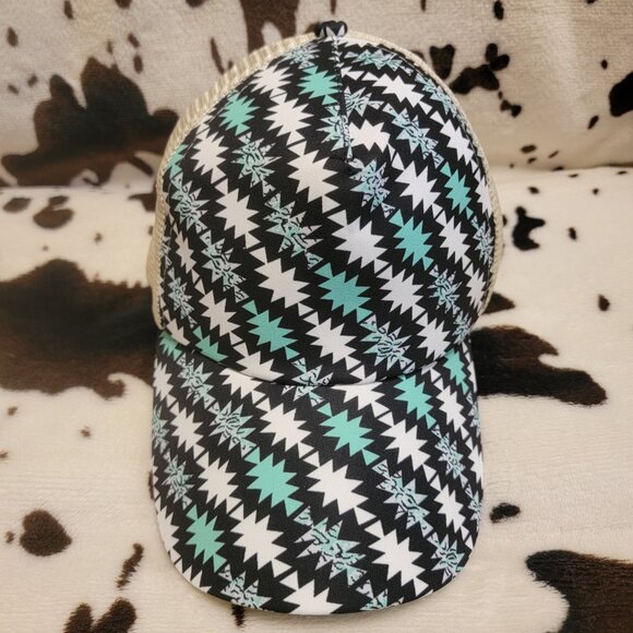 Western Aztec Print Ponytail Hat - Picture 2 of 5